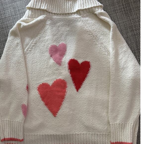 ANTHROPOLOGIE MAEVE Heart Cardigan Sweater 3X Pink Red Cream Cottagecore Twee - Picture 4 of 7